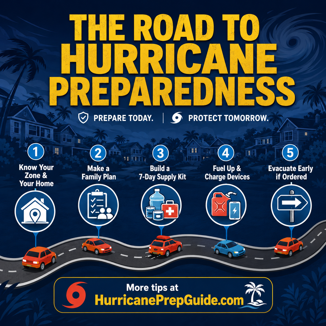 Road to hurricane preparedness infographic